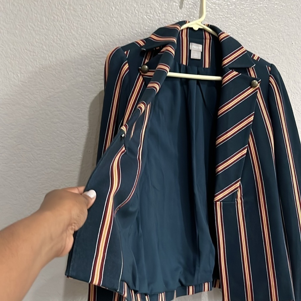 Chicos Jacket  Womens 0 Small Navy Stripe Ponte Single Hidden Closure  Business - Picture 9 of 11